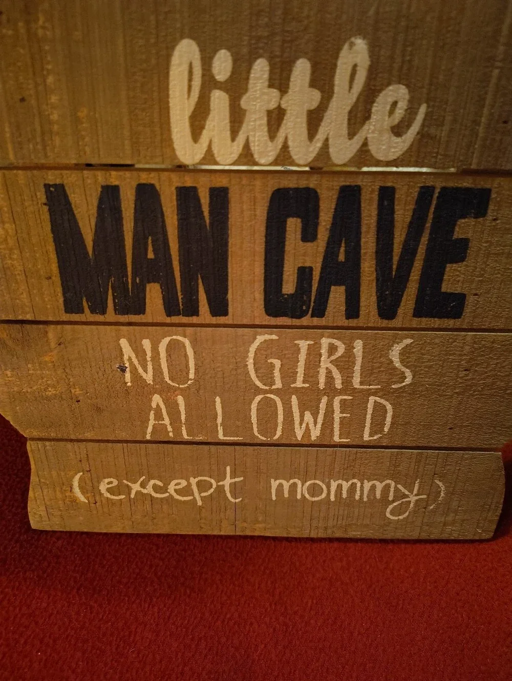 Little Man Cave Wood Wall Sign - Neutral Brown and Black